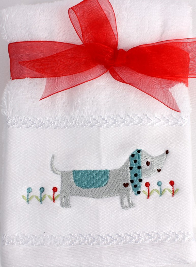 Matching Embroidered 2 facecloth gift set- Dog Code: FAC-DOG/2SET image 0